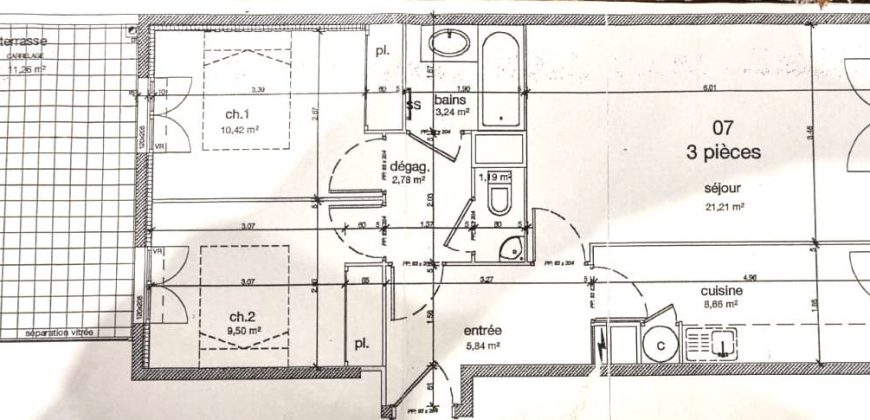 Bel Appartement 3 Pièces 63 m2 avec terrasse et jardin au calme – Résidence Moderne – Nice Proche Port – Place Arson – Place Garibaldi