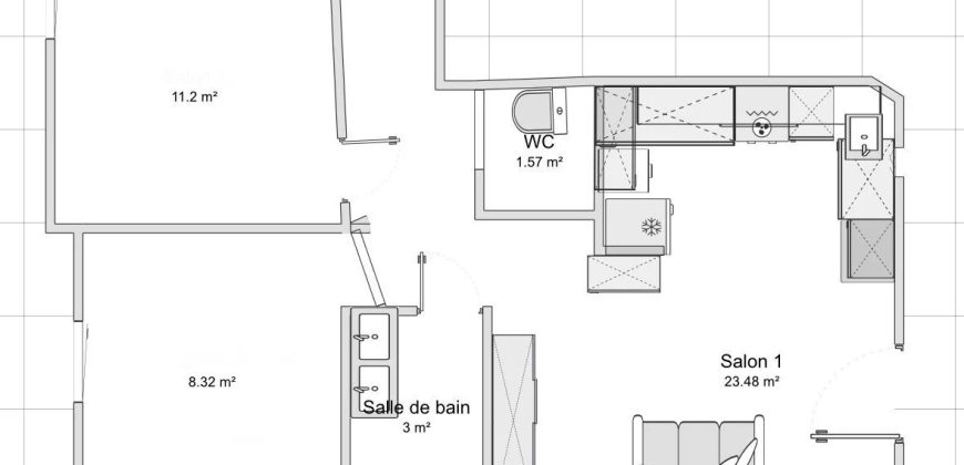 Appartement 3 p 48 m2 Nice Saint Roch terrasse 16 m2