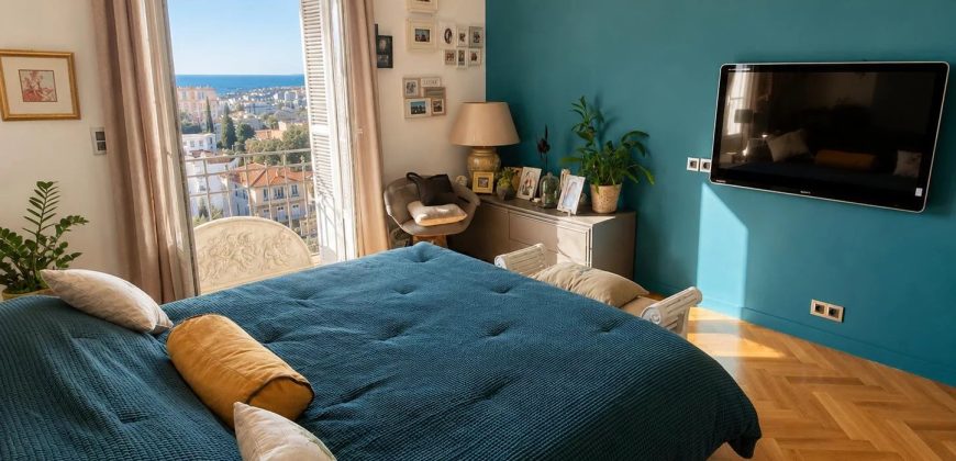 Nice Cimiez – Spacieux bourgeois 4p rénové -157m2- vue Mer – SUD